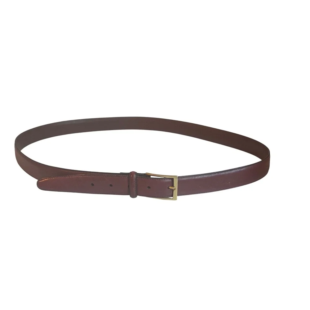 Brighton Mens Glazed Cordovan Burgundy Leather Belt Gold Buckle 44 X1813